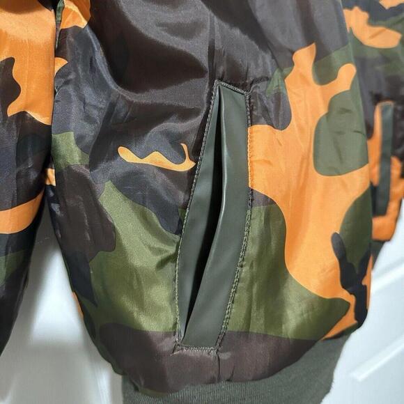 Vtg Camo Bomber Jacket Mens XL Reversible Blaze Orange Duck Camo PVC Shell - Picture 4 of 15